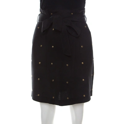 Pre-owned Temperley Alice By  Black Cotton Silk Studded Mini Skirt M