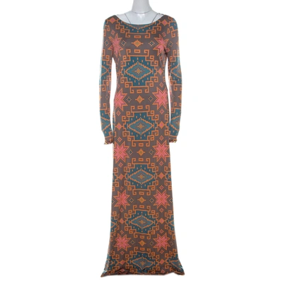 Pre-owned Matthew Williamson Multicolor Block Printed Silk Jersey Dress M