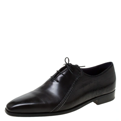 Pre-owned Berluti Black Leather Lace Up Oxfords Size 42.5