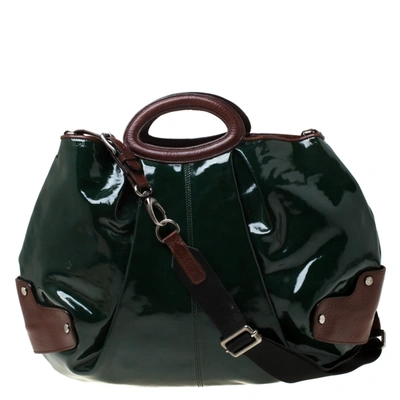 Pre-owned Marni Green/brown Patent Leather New Balloon Hobo