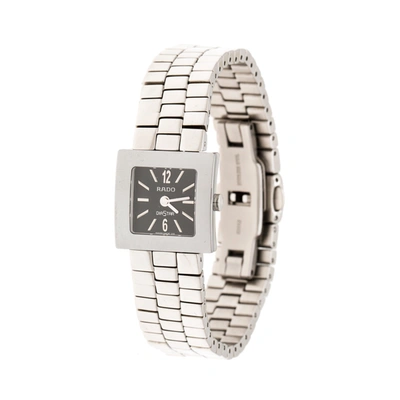Pre-owned Rado Grey Stainless Steel Carbon Carbide Diastar R18682153 Women's Wristwatch 20 Mm In Silver