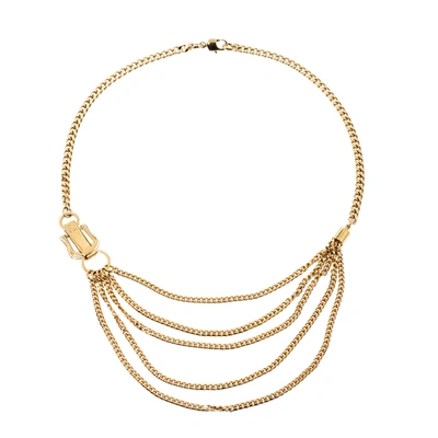 Pre-owned Fendi Chain Link Gold Tone Layered Necklace