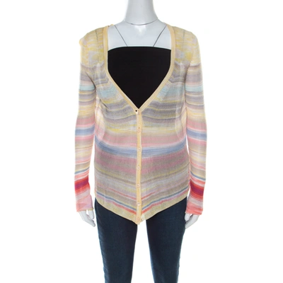 Pre-owned Missoni Multicolor Striped Knit Cardigan M