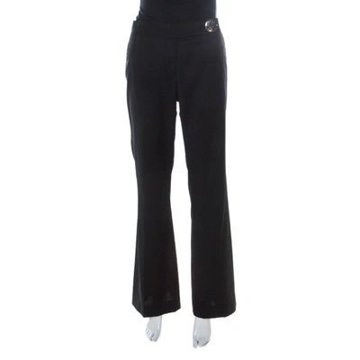 Pre-owned Tory Burch Black Wool Wide Leg Trousers M