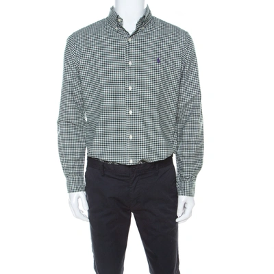 Pre-owned Ralph Lauren Green & White Checkered Cotton Classic Fit Shirt M