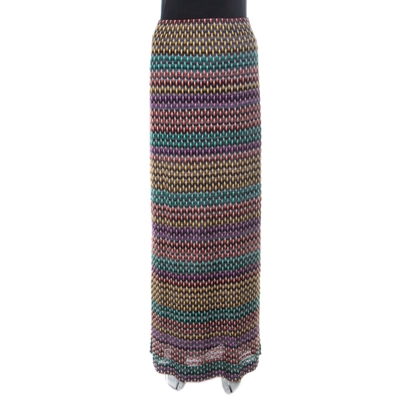 Pre-owned Missoni Multicolor Geometric Pattered Knit Maxi Skirt S