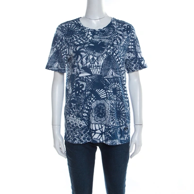 Pre-owned Tory Burch Baltic Sea Blue Dreamcatcher Print Pima Cotton T-shirt M