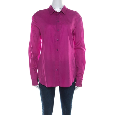 Pre-owned Jil Sander Magenta Pink Cotton And Silk Long Sleeve Shirt M