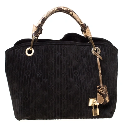 Pre-owned Louis Vuitton Black Monogram Embossed Suede Limited Edition Kohl Whisper Pm Bag