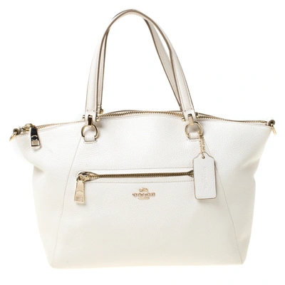 Pre-owned Coach Cream Pebbled Leather Prairie Satchel