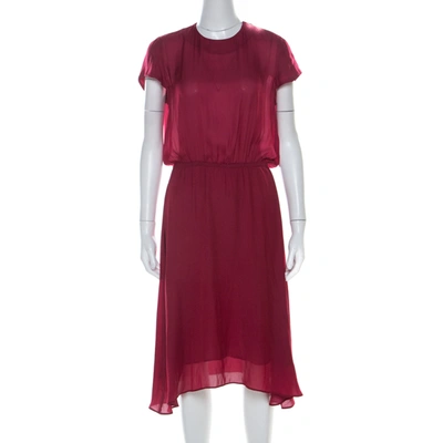 Pre-owned Isabel Marant Maroon Elasticized Waist Cap Sleeve Midi Dress M In Red