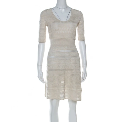 Pre-owned M Missoni Gold Lurex Knit Panelled Short Dress S