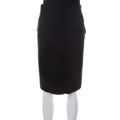 Pre-owned Givenchy Black Stretch Crepe Curve Detail Pencil Skirt M
