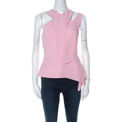 Pre-owned Roland Mouret Pink Criss-cross Strap Detail Top L