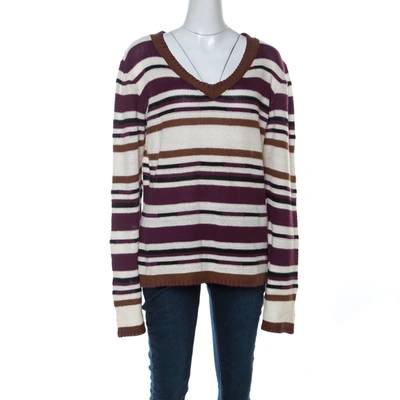 Pre-owned John Galliano Multicolor Striped Crochet Knit Jumper L