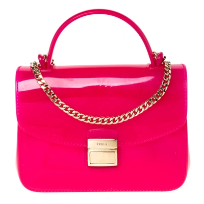Pre-owned Furla Hot Pink Rubber Candy Top Handle Bag
