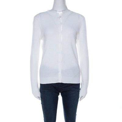 Pre-owned Marc By Marc Jacobs White Cotton Knit Snap Button Cardigan M