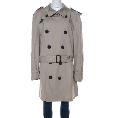 Pre-owned Burberry Brit Beige Cotton Twill Double Breasted Belted Trench Coat Xxl