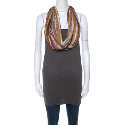 Pre-owned Missoni Grey Jersey Cowl Neck Detail Noodle Strap Top M