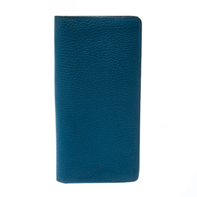 Pre-owned Louis Vuitton Blue Taurillon Leather Brazza Wallet