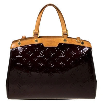 Pre-owned Louis Vuitton Amarante Monogram Vernis Brea Mm Bag In Burgundy