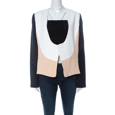 Pre-owned Diane Von Furstenberg Multicolor Crepe Creme Brulee Open Front Feriha Blazer M