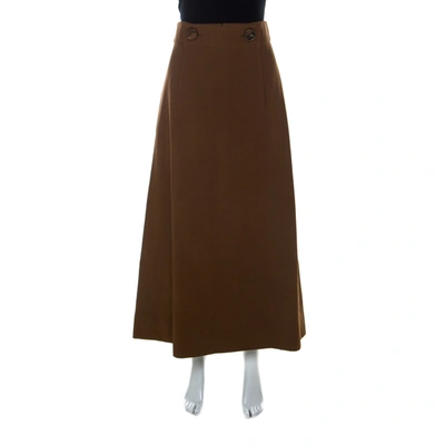 Pre-owned Chloé Brown Stretch Crepe Corset Detail Midi Skirt L