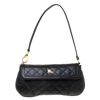 Pre-owned Burberry Black Quilted Leather Pochette