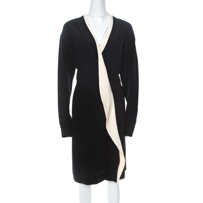 Pre-owned Marni Black Silk Crepe Contrast Collar Detail Short Dress M