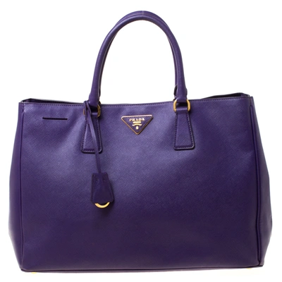 Pre-owned Prada Purple Saffiano Leather Medium Lux Tote