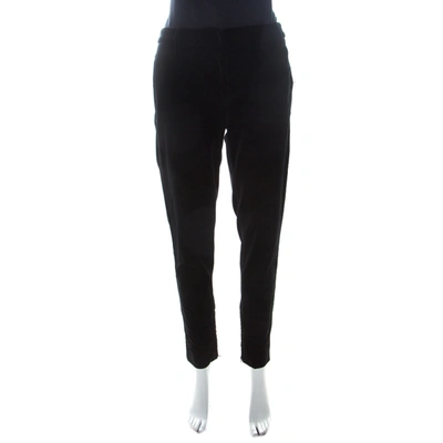 Pre-owned Miu Miu Black Velvet Stretch Ankle Zip Detail Trousers L