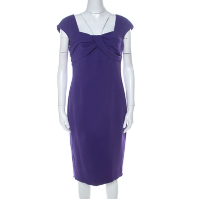 Pre-owned Escada Purple Crepe Pleated Bodice Detail Sleeveless Danicara Dress M