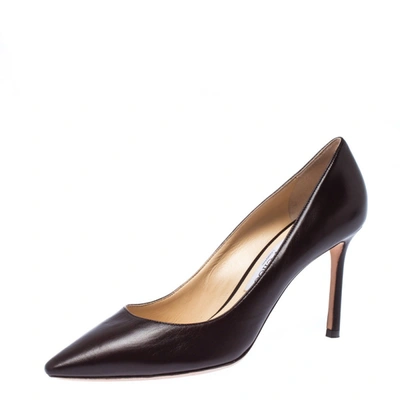 Pre-owned Jimmy Choo Dark Brown Leather Romy Pointed Toe Pumps Size 38.5