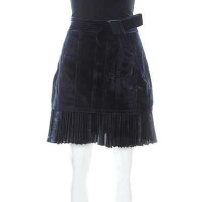 Pre-owned 3.1 Phillip Lim / フィリップ リム Blue Velvet & Lurex Pleated Hem Short Skirt S