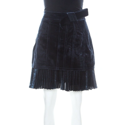 Pre-owned 3.1 Phillip Lim Blue Velvet & Lurex Pleated Hem Short Skirt S