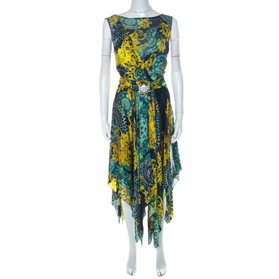 Pre-owned Versace Multicolor Printed Layered Handkerchief Hem Dress S