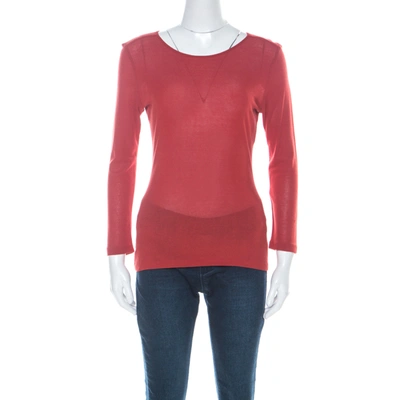 Pre-owned Gucci Rust Red Knit Long Sleeve Top M