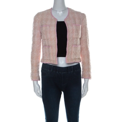 Pre-owned Chanel Vintage Pink Boucle Tweed Cropped Jacket M