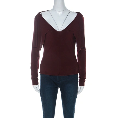 Pre-owned Alberta Ferretti Burgundy Cowl Neck Long Sleeve Top M