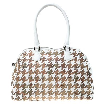 Pre-owned Alviero Martini 1a Classe White/beige Printed Coated Canvas Satchel