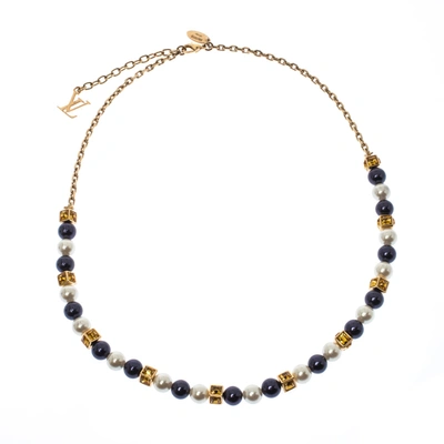 Pre-owned Louis Vuitton Multicolor Crystal Embellished Cry Me A River Pearl Gold Tone Necklace