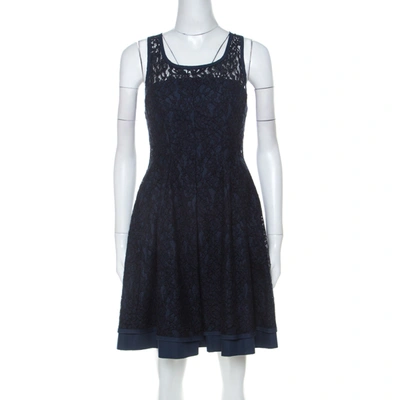 Pre-owned Philosophy Di Alberta Ferretti Navy Blue Cotton Blend Sleeveless Lace Dress S
