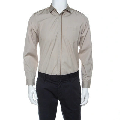 Pre-owned Gucci Beige Cotton Concealed Placket Detail Long Sleeve Shirt M