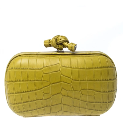 Pre-owned Bottega Veneta Citrus Green Crocodile Knot Clutch