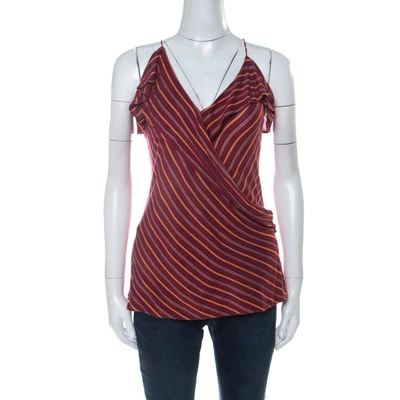 Pre-owned Ralph Lauren Multicolor Striped Knit Noodle Strap Top L