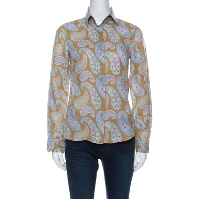 Pre-owned Etro Multicolor Paisley Print Linen Long Sleeve Button Front Shirt S