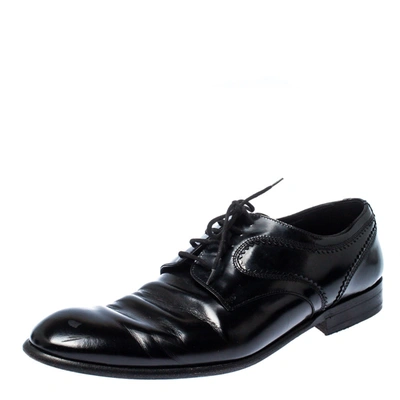 Pre-owned Dolce & Gabbana Black Leather Lace Up Oxfords Size 43
