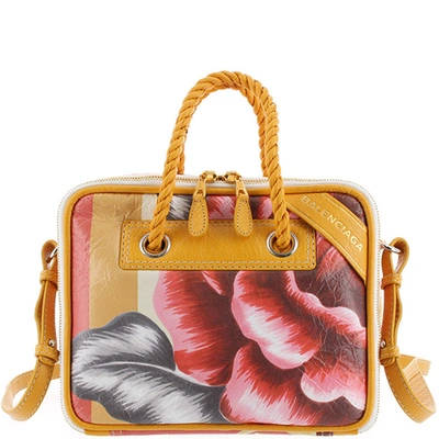 Pre-owned Balenciaga Multicolor Floral Print Glazed Leather Blanket Square Bag