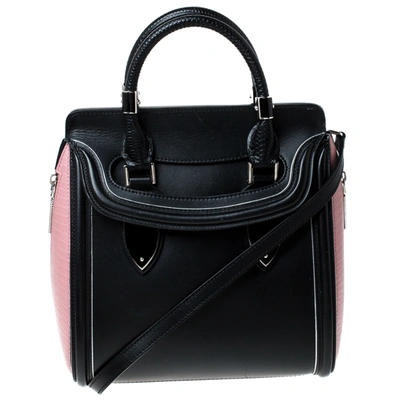 Pre-owned Alexander Mcqueen Black/pink Leather Small Heroine Satchel