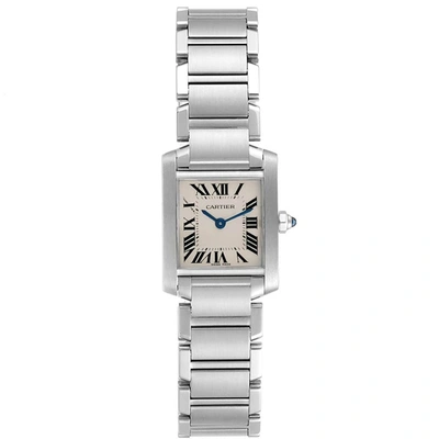 Pre-owned Cartier Silver Stainless Steel Tank Francaise W51008q3 Women's Wristwatch 20x25mm
